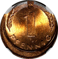 Germany - Federal 1970-D 1 Pfennig NGC MINT ERROR MS64 RB SCARCE KM#105 (149)