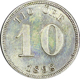 SWEDEN Oscar II Silver 1898 EB 10 Ore UNC KM# 755 (22 115)