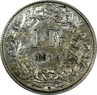Switzerland Silver 1914 B  1 Franc  KM# 24  (17 165)