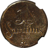 Latvia Bronze 1932 1 Santims NGC UNC DET.Struck at Switzerland. KM# 1 (032)