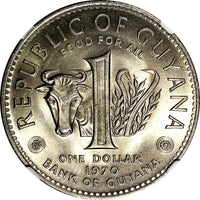 Guyana 1970 $1.00 Dollar FAO -CUFFY NGC MS66 GEM BU  KM# 36 (021)