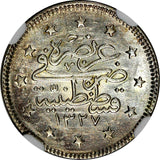 Turkey Mehmed V Silver AH1327//3 (1911) 2 Kurush NGC MS62 Toned KM# 749 (053)