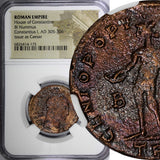 ROMAN Constantius I as Caesar AD 305-306 BI Nummus / Genius,patera. NGC (75)