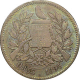 Guatemala Silver 1895 H 2 Reales 24 mm Heaton Mint Nice Toned KM# 167 (22 650)