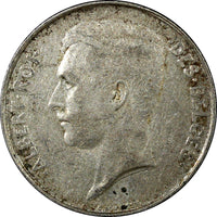 Belgium Albert I Silver 1912 1 Franc Dutch 23 mm High Grade KM# 73.1 (22 228)