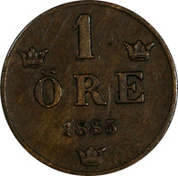 SWEDEN Oscar II (1872-1907) Bronze 1885 1 ORE Extra Large letters KM# 750 (818)