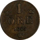 SWEDEN Oscar II (1872-1907) Bronze 1885 1 ORE Extra Large letters KM# 750 (818)