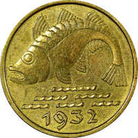 DANZIG Poland Germany 1932 10 Pfennig Codfish 1 YEAR TYPE KM# 152 (21 046)