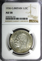 Great Britain George V Silver 1936 1/2 Crown NGC AU58  LAST YEAR TYPE KM# 835