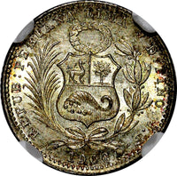 PERU Silver 1906 JF 1 Dinero NGC MS64 Mintage-826,000 Seated Liberty KM#204.2(0)