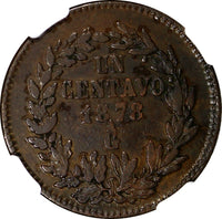 Mexico SECOND REPUBLIC 1878 GA 1 Centavo NGC VF30 BN TOP GRADED RARE KM# 391.3