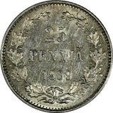 Finland Nicholas II Silver 1909 L 25 Penniä KM# 6.2 (17 280)