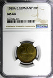 German-Democratic DDR 1980-A 20 Pfennig NGC MS64 TOP GRADED COIN KM# 11 (013)