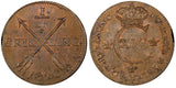 Sweden Carl XIV Johan Copper 1820 1/4 Skilling UNC KM# 595 (21 225)