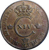 SWEDEN COPPER  Carl XIV Johan 1828  1 SKILLING Mintage:664,000  XF  KM#597 #2395