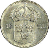 Sweden Gustaf V (1907-1950) Silver 1938 G 10 Öre UNC KM# 780 (22 075)
