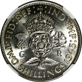 GREAT BRITAIN George VI Silver 1945 Florin /2 Shilling NGC MS62 WWII Issue KM855
