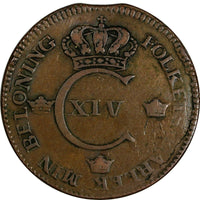 SWEDEN Carl XIV Johan Copper 1825 1 Skilling Mintage-472,000 KM# 597 (17 864)