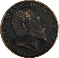 Great Britain Edward VII Bronze 1902 1 Penny 1 YEAR TYPE KM# 794.1 (14 885)