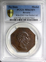 GERMAN BAVARIA Bronze MEDAL PIEFORT King Maximilian I  PCGS MS63 Witt2545 (962)