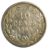 Netherlands Wilhelmina I Silver 1898 10 Cents 15mm KM# 119
