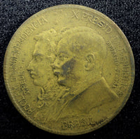 BRAZIL Pedro I and Epitácio Pessoa Aluminum-Bronze 1922 1000 Reis KM# 522.1 (54)