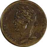 French Colonies Charles X Bronze 1828 5 Centimes Mint-501,000 XF KM# 10.1 (584)