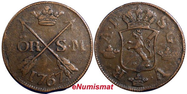 Sweden  Adolf Frederick Copper 1767 2 Ore, S.M. Low Mintage-467,000 KM461 (6313)