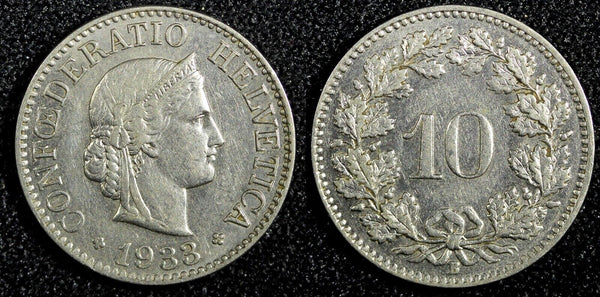 Switzerland Nickel 1933 B 10 Rappen  KM# 27b  (23 894)