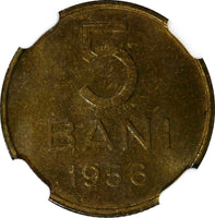 Romania Copper-Nickel-Zinc 1956 5 Bani NGC MS64  KM# 83.2