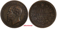 Italy Vittorio Emanuele II Copper 1866 T 10 Centesimi 	Turin Mint KM# 11.6 (328)