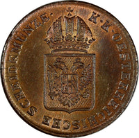 Austria Franz I 1816 A 1 Kreuzer Vienna Mint UNC Nice Red Brown Toned KM#2113(7)