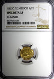 MEXICO GOLD 1863 C CE  1/2 Escudo Culiacan Mint NGC UNC DETAILS KM# 378 (039)