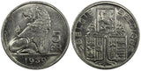 Belgium Leopold III 1939 5 Francs BELGIE BELGIQUE 25mm XF SCARCE KM# 117.1 (559)