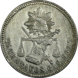 MEXICO Silver 1873 Go S 25 Centavos Guanajuato Mint-120,000 XF KM#406.5 (19 066)