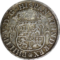 Mexico Philip V Silver 1740/30 Mo MF 2 Reales Overd PCGS XF DET. Chop Mark KM#85