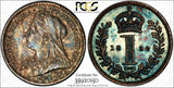 Great Britain Silver 1898 1 Penny PCGS PL63 PROOFLIKE RAINBOW TONED KM# 775 (50)
