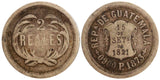 GUATEMALA Silver 1873 P  2 Reales 24mm Paz Duran KM# 149 (23 310)