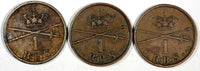 DENMARK Copper LOT OF 3 COINS 1842 FK VS 1 Rigsbankskilling KM# 726.1
