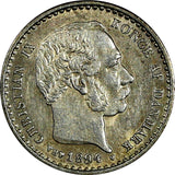 Denmark Christian IX Silver 1904 10 Øre RARE DATE KM# 795.2 (19 421)