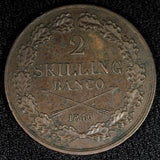 Sweden Oscar I Copper 1846 2 Skilling Banco 33.5 mm Mintage-56,000 KM#664 (564)