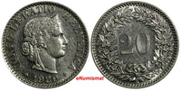 Switzerland 1929 B 20 Rappen UNC Condition CONFOEDERATIO HELVETICA KM# 29 (651)
