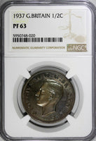 Great Britain George VI Silver PROOF 1937 1/2 Crown NGC PF63  KM# 856 (020)