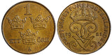 SWEDEN Gustaf V Bronze 1921 1 Öre BU Condition KM# 777.2 (21 920)