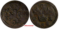 Sweden Charles X Gustav (1654-1660) Copper 1656 1/4 Ore KM# 211 (14 605)