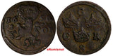 Sweden Charles X Gustav (1654-1660) Copper 1656 1/4 Ore KM# 211 (14 605)