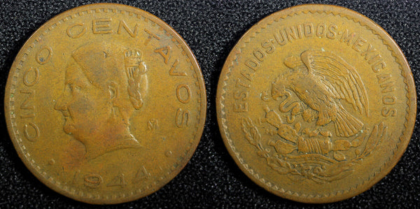 Mexico ESTADOS UNIDOS MEXICANOS Bronze 1944 5 Centavos KM# 424 (23 692)