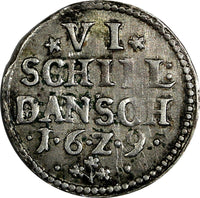 Denmark Christian IV Silver 1629 6 Skilling Dansk SCARCE KM# 110 (20 039)