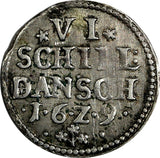 Denmark Christian IV Silver 1629 6 Skilling Dansk SCARCE KM# 110 (20 039)