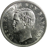 German States BAVARIA Otto Silver 1907 D 2 Mark BETTER DATE KM# 913